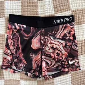 Nike Pro Pink Marbled Print Shorts
